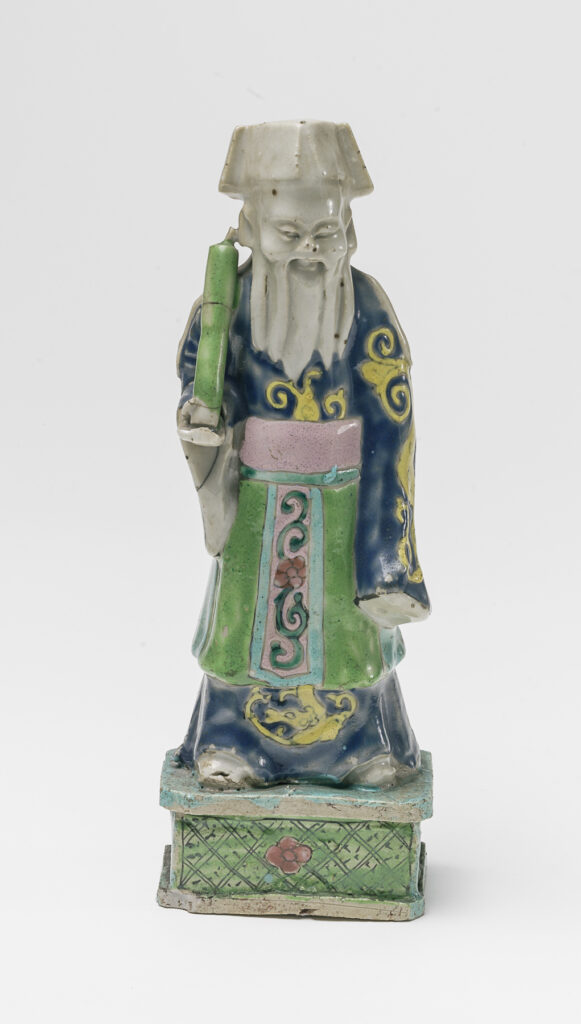 Männliche Figur aus Kermaik, bunt glasiert