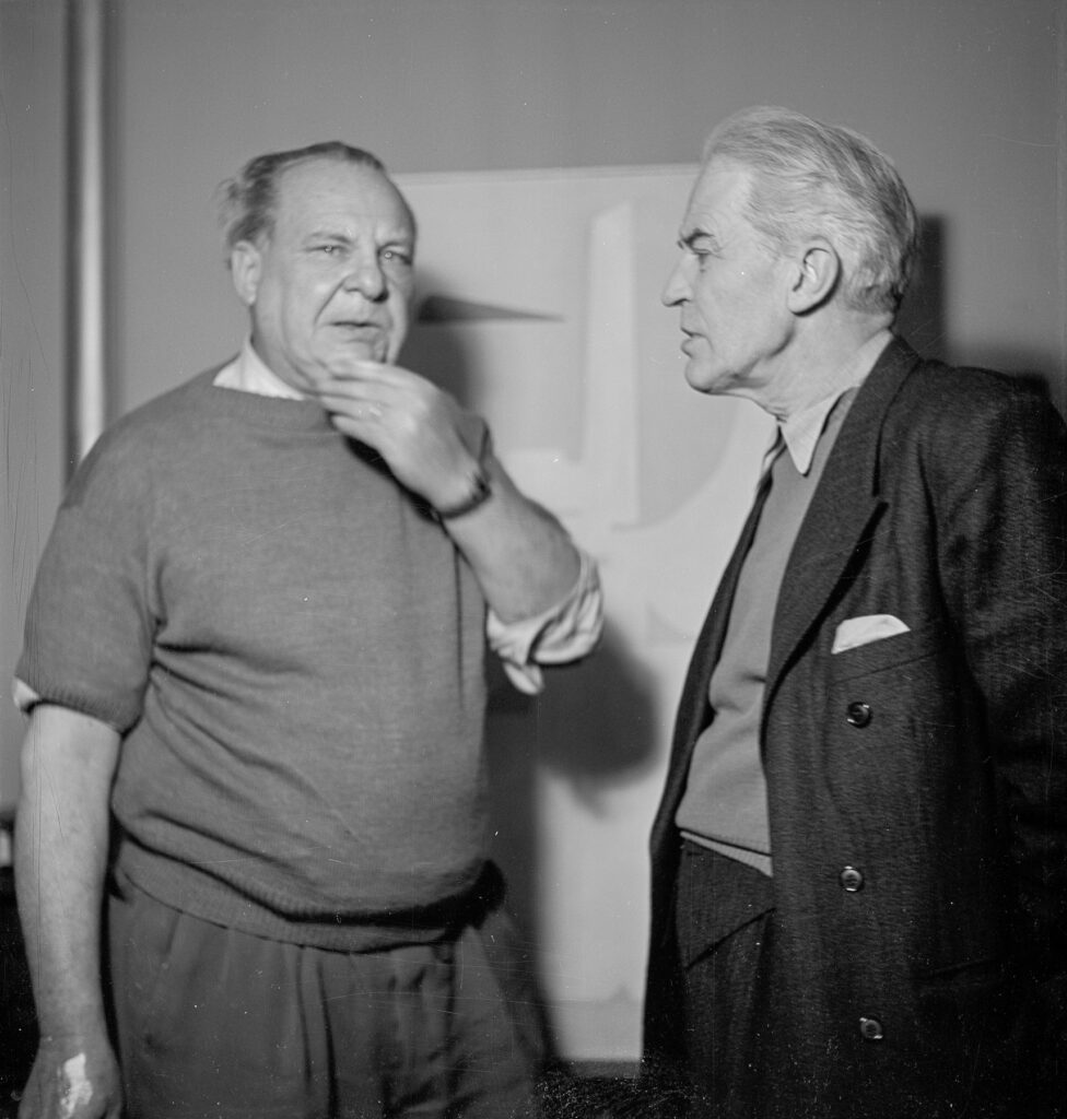 Foto: schwarz-weiß: Willi Baumeister und Prof. Dr. Will Grohmann