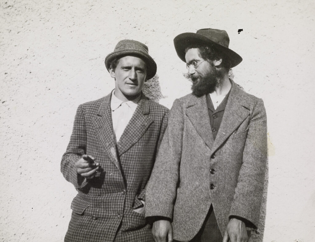 schwarz-weiß Foto: Hermann Huber, Reinhold Kündig, Schweiz, Grächen, Sommer 1912