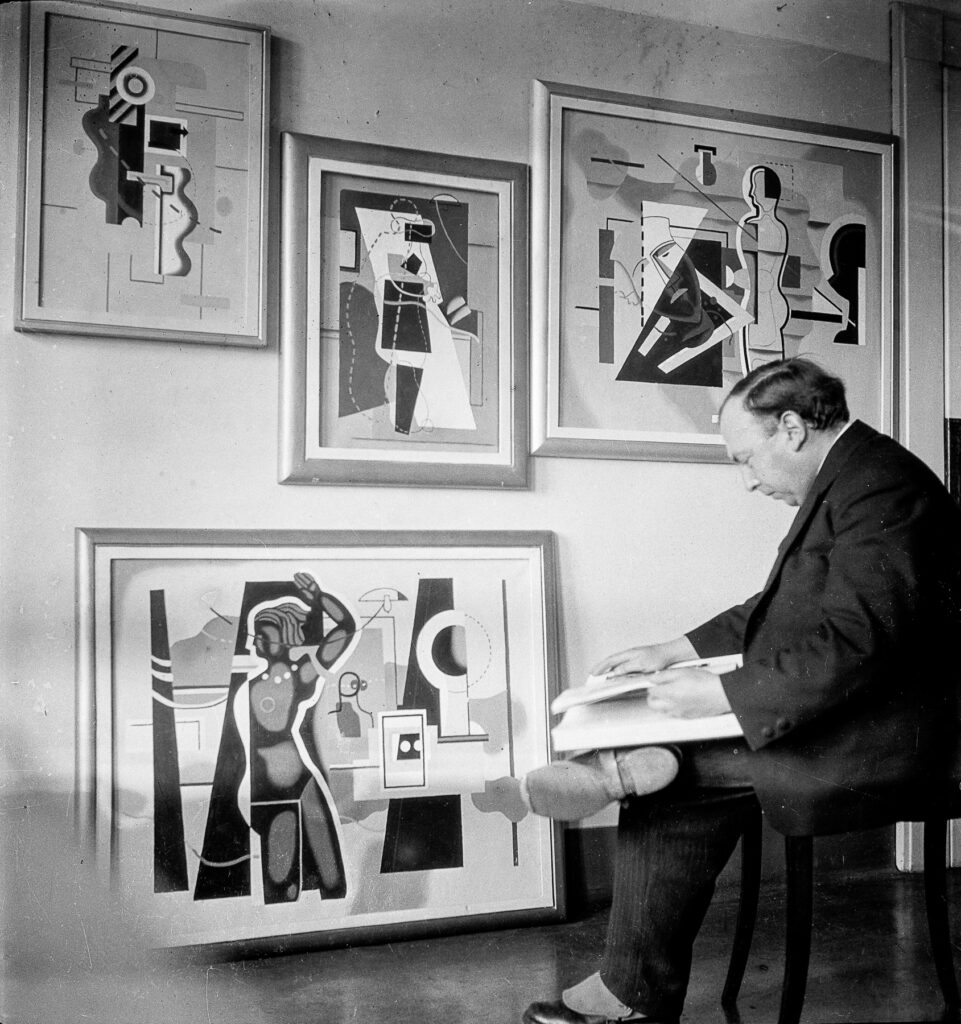 Foto: Schwarz-weiß: Julius Bissier in Frankfurt, Atelier Baumeister