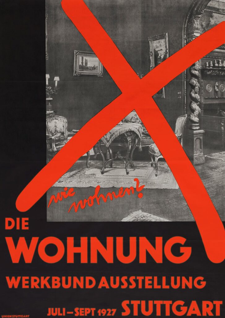 Farbiges Plakat zur Ausstellung "wie wohnen?"