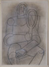 Zeichnung von Willi Baumeister: Tennisspieler sitzend (WVZ-0271)