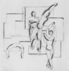 Zeichnung von Willi Baumeister: Sportler-Wandbildentwurf (WVZ-0280)