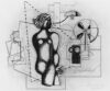 Zeichnung von Willi Baumeister: Frauenfigur mit Flügel-Ventilator (WVZ-0348)