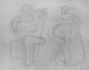 Zeichnung von Willi Baumeister: Zwei Linienfiguren (WVZ-0419)
