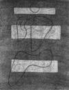 Zeichnung von Willi Baumeister: Sitzende Figur mit drei weißen Feldern (WVZ-0436)