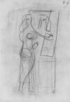 Zeichnung von Willi Baumeister: Frau am Spiegel zeichnend (WVZ-1553)