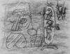 Zeichnung von Willi Baumeister: Kegelspiel und Schaukel (WVZ-1581)