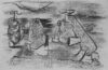 Zeichnung von Willi Baumeister: Figuren in metaphysischer Landschaft (WVZ-1883)