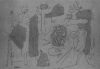 Zeichnung von Willi Baumeister: Fries mit Figuren und grauen Formen (WVZ-2114)