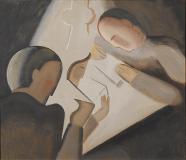Willi Baumeister: Lesende unter der Lampe (1914)