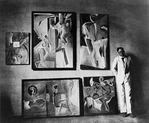 Willi Baumeister in the studio 1919/ ab-f-003-004