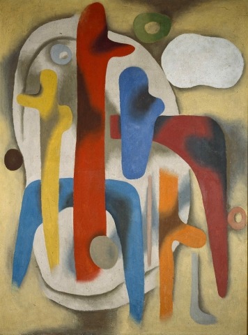 Willi Baumeister:  Figuren auf gelbem Grund (1937)